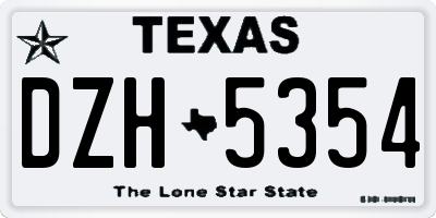 TX license plate DZH5354