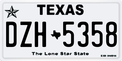 TX license plate DZH5358