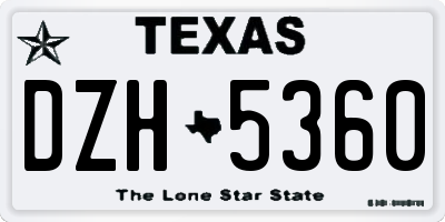 TX license plate DZH5360