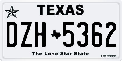 TX license plate DZH5362