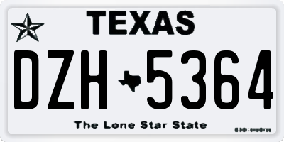 TX license plate DZH5364