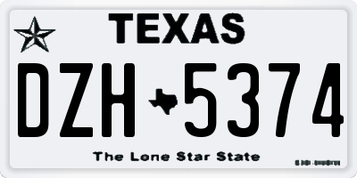 TX license plate DZH5374
