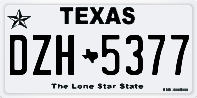 TX license plate DZH5377