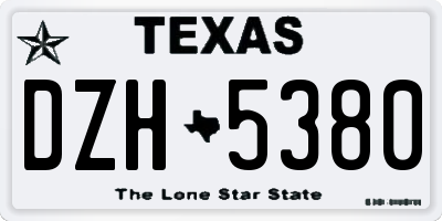 TX license plate DZH5380