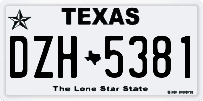 TX license plate DZH5381