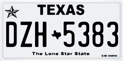 TX license plate DZH5383