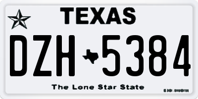 TX license plate DZH5384