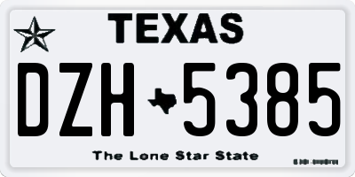TX license plate DZH5385