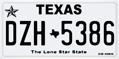 TX license plate DZH5386