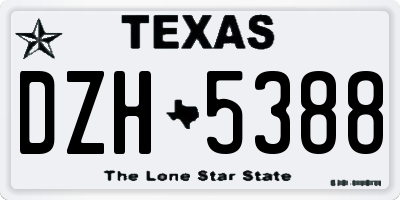TX license plate DZH5388
