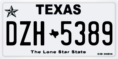 TX license plate DZH5389