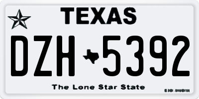 TX license plate DZH5392