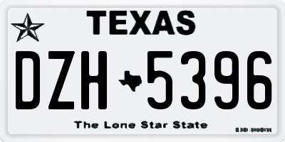 TX license plate DZH5396