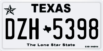 TX license plate DZH5398