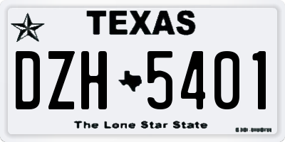 TX license plate DZH5401