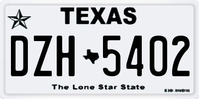 TX license plate DZH5402