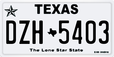TX license plate DZH5403