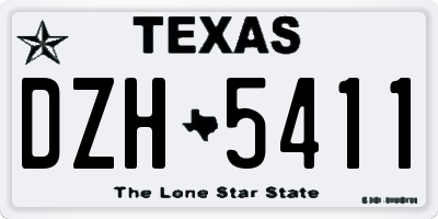 TX license plate DZH5411