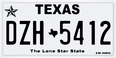 TX license plate DZH5412