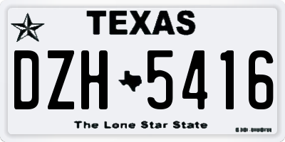 TX license plate DZH5416