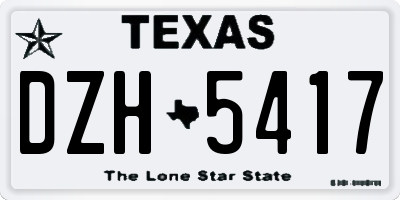 TX license plate DZH5417