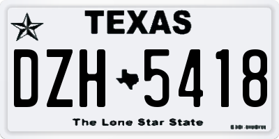 TX license plate DZH5418
