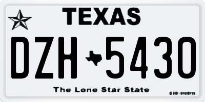 TX license plate DZH5430
