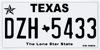 TX license plate DZH5433