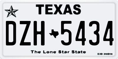 TX license plate DZH5434