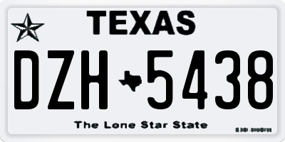 TX license plate DZH5438