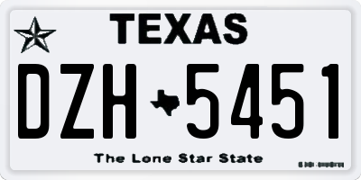 TX license plate DZH5451