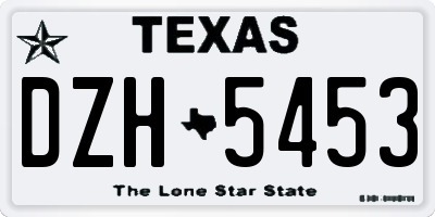 TX license plate DZH5453