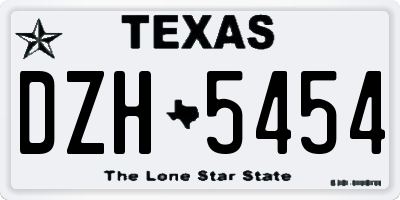 TX license plate DZH5454