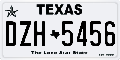 TX license plate DZH5456