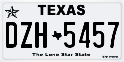 TX license plate DZH5457