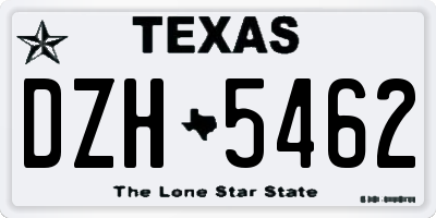 TX license plate DZH5462