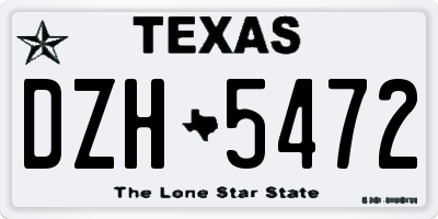 TX license plate DZH5472