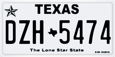 TX license plate DZH5474