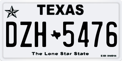 TX license plate DZH5476
