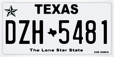 TX license plate DZH5481