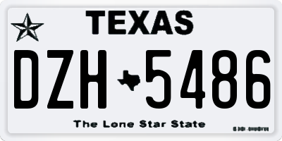 TX license plate DZH5486