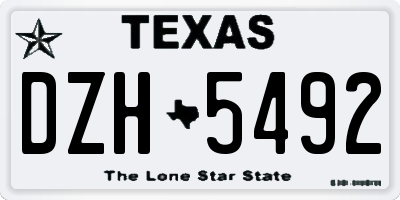 TX license plate DZH5492