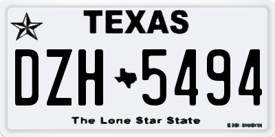 TX license plate DZH5494