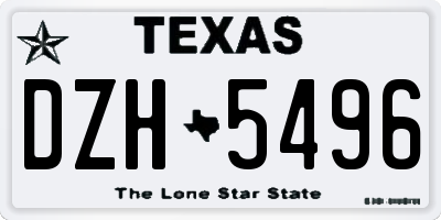 TX license plate DZH5496