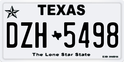TX license plate DZH5498