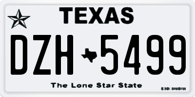 TX license plate DZH5499