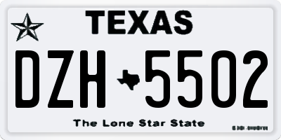 TX license plate DZH5502