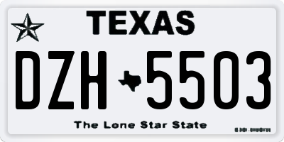 TX license plate DZH5503