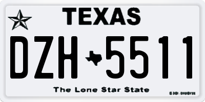 TX license plate DZH5511