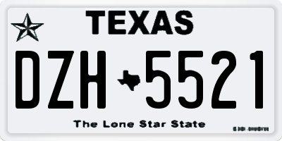 TX license plate DZH5521